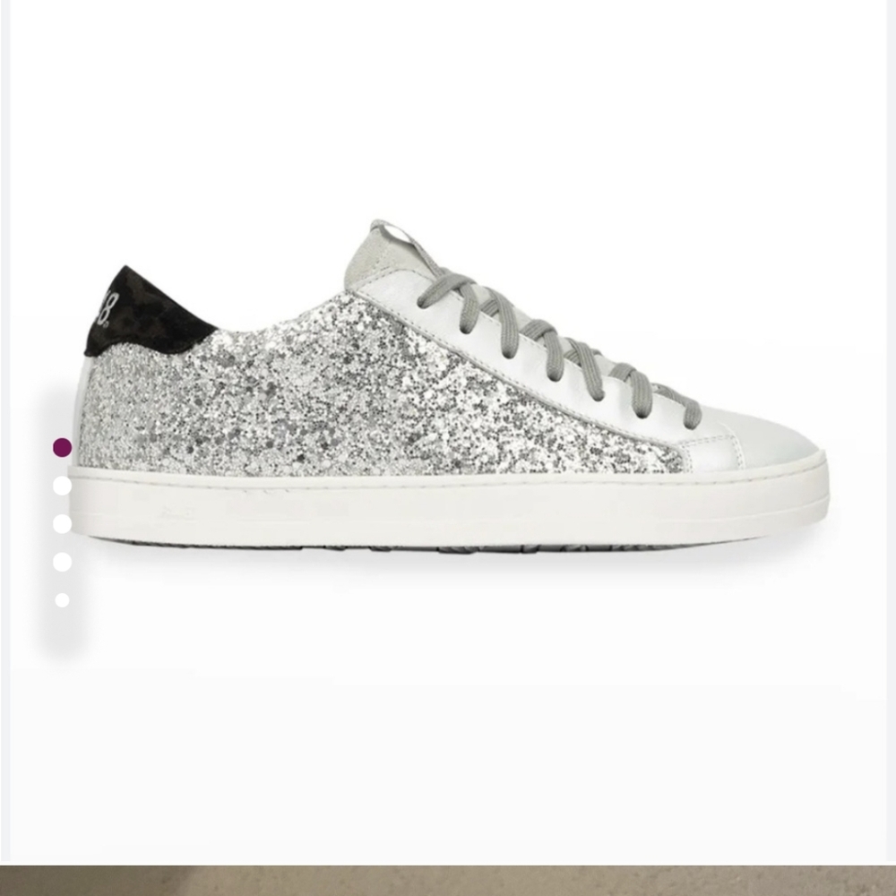 P448 "John" Glitter Sneakers 10 Irridescent Leopard Trim Ginevra Athletic Shoes